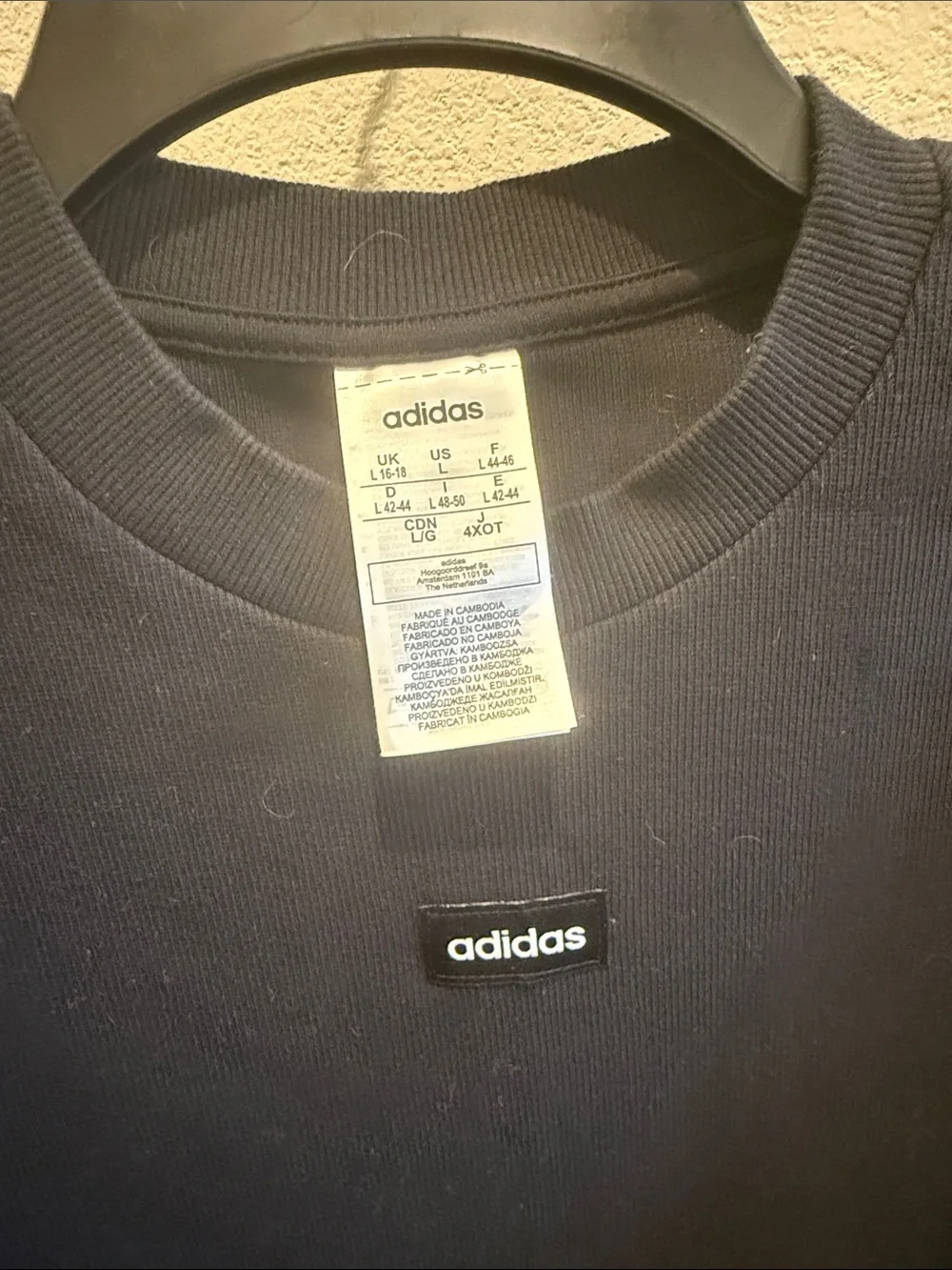adidas Black T-Shirt dress with White 3-Stripe 3/4 length Sleeves - Picture 3 of 6